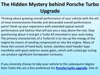 the hidden mystery behind porsche turbo upgrade