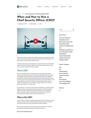 When and How to Hire a Chief Security Officer (CSO)