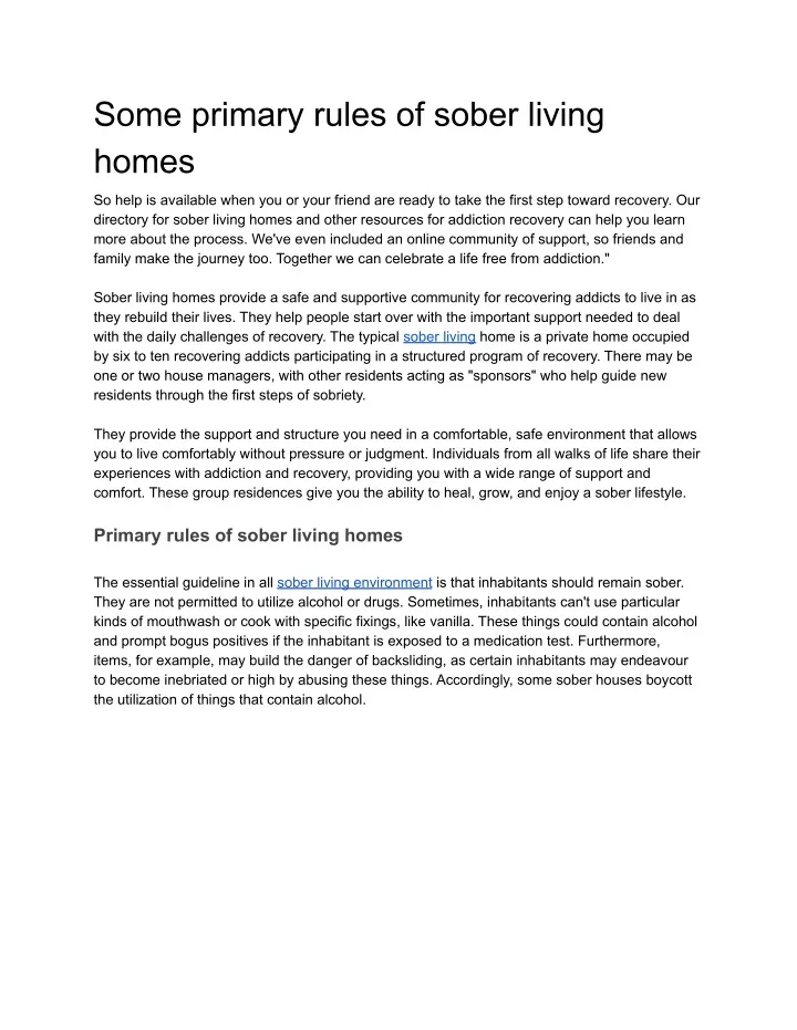 Ppt Some Primary Rules Of Sober Living Homes Powerpoint Presentation