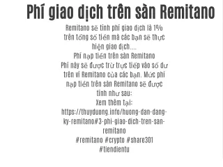 "Phí giao dịch trên sàn Remitano