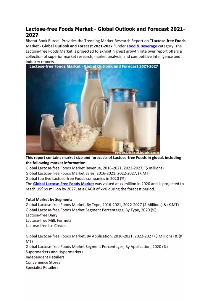 lactose free foods market global outlook