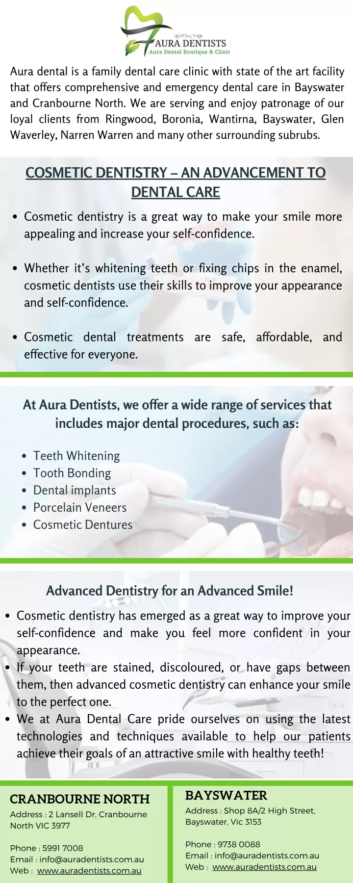 aura dental is a family dental care clinic with