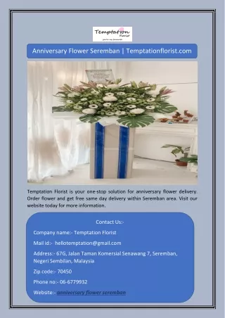 Anniversary Flower Seremban | Temptationflorist.com