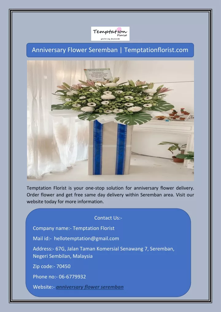 anniversary flower seremban temptationflorist com
