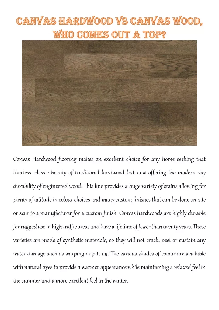 canvas hardwood flooring makes an excellent