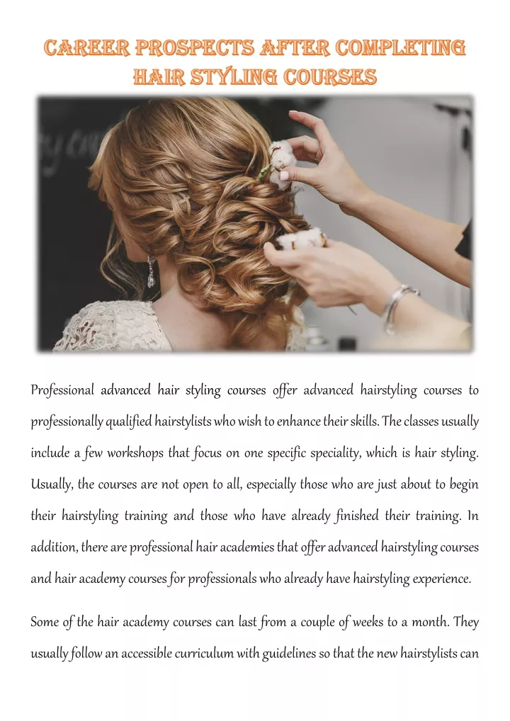professional advanced hair styling courses offer