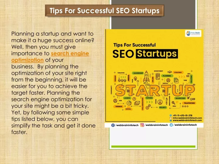 tips for successful seo startups