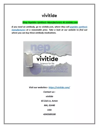 Shop Peptides Synthesis Manufacturers At vivitide.com