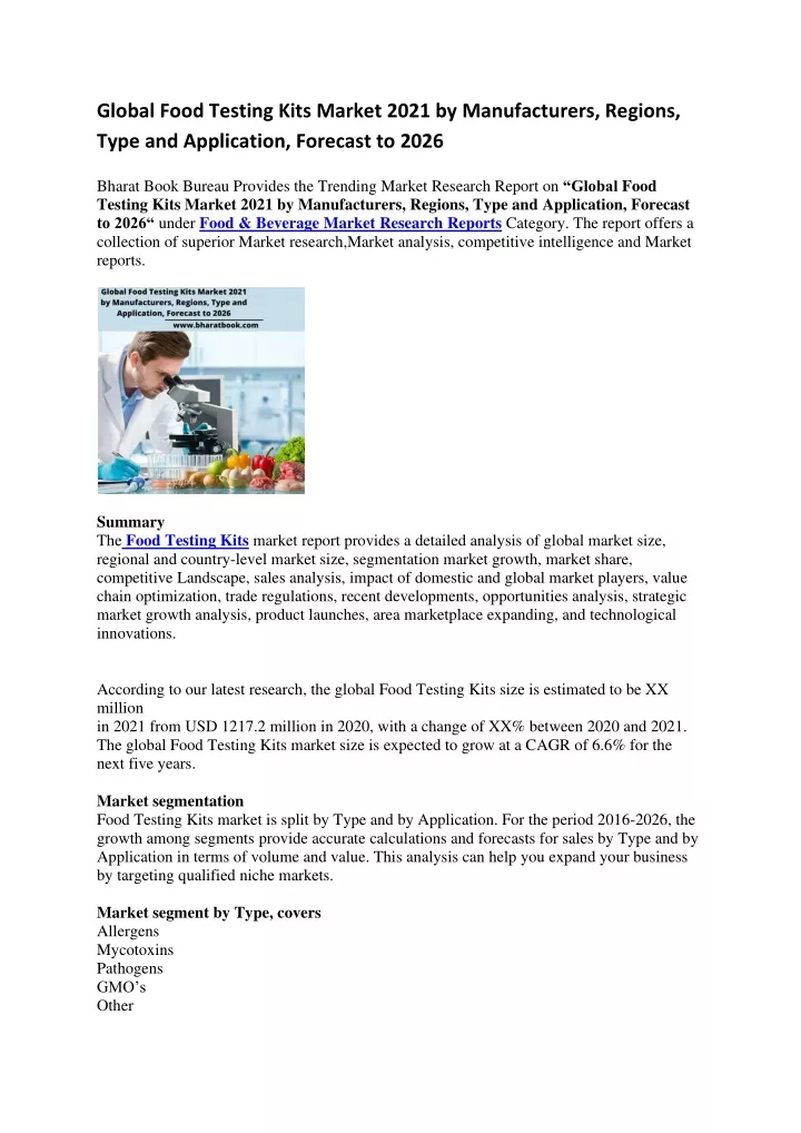 global food testing kits market 2021