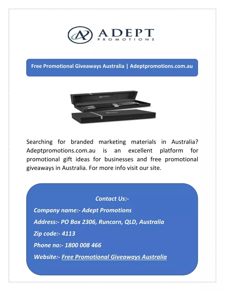 free promotional giveaways australia