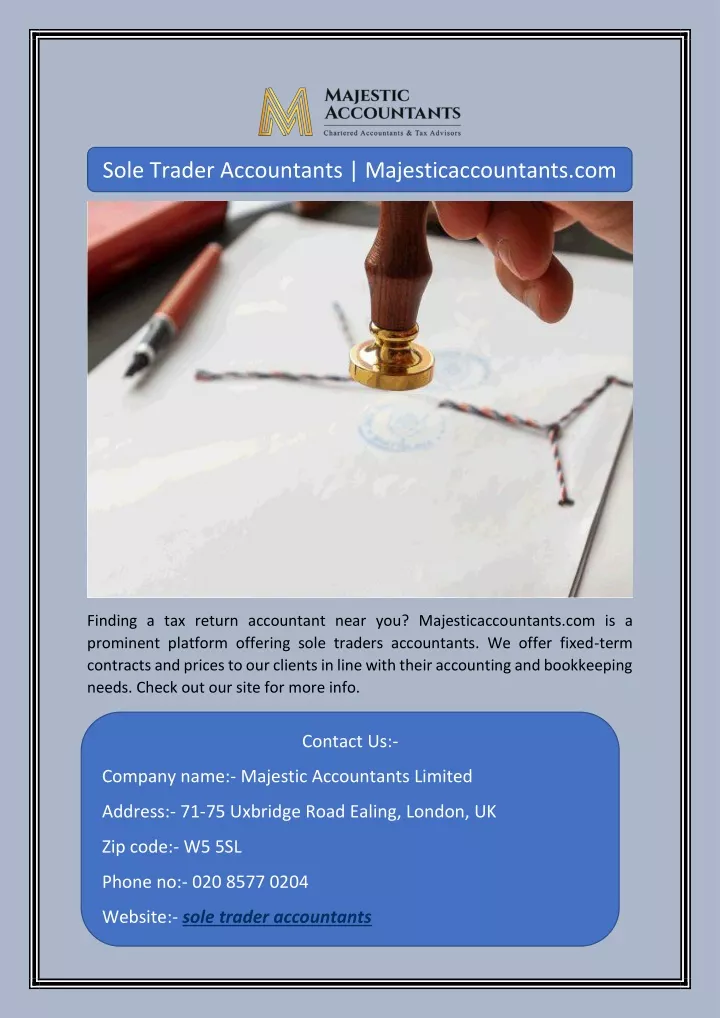 sole trader accountants majesticaccountants com