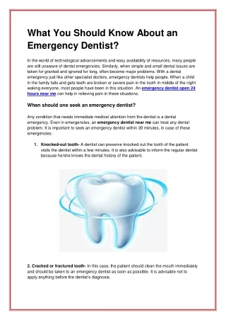 What You Should Know About an Emergency Dentist
