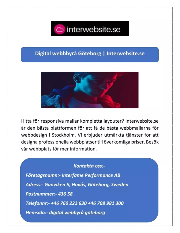 digital webbbyr g teborg interwebsite se