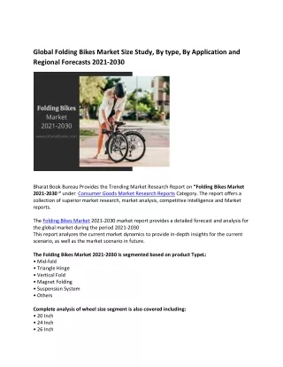global folding bikes market size study by type