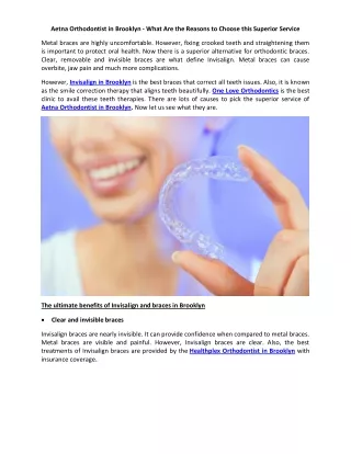 Aetna Orthodontist in Brooklyn - What Are the Reasons to Choose this Service