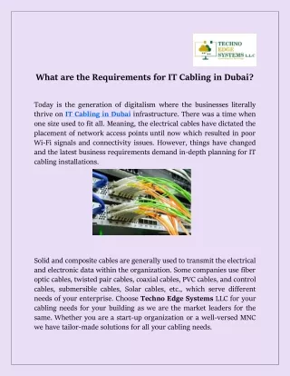 what are the requirements for it cabling in dubai