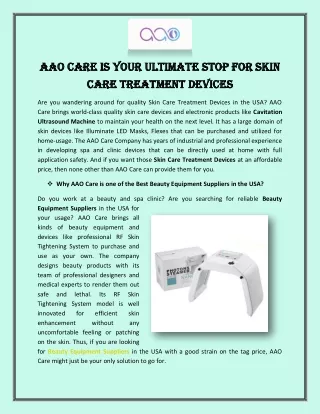 AAO Care is Your Ultimate Stop for Skin Care Treatment Devices