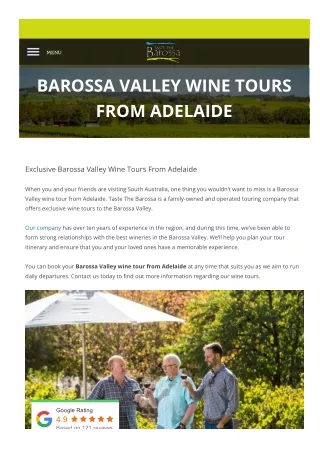 Barossa Valley Wine Tours From Adelaide