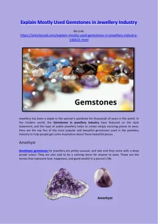 explain mostly used gemstones in jewellery