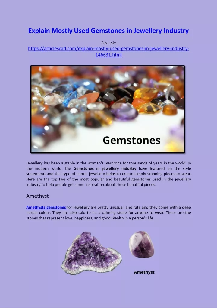 explain mostly used gemstones in jewellery