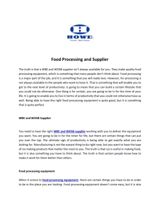 food processing and supplier
