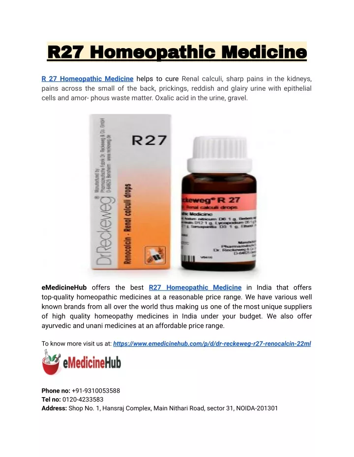 r27 homeopathic medicine