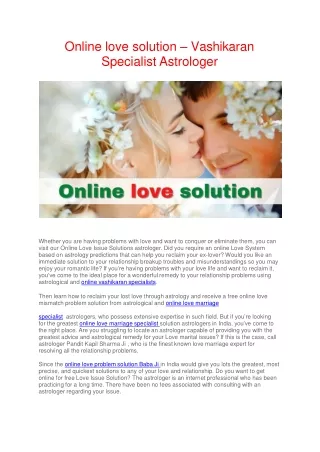 Online love solution – Vashikaran Specialist Astrologer