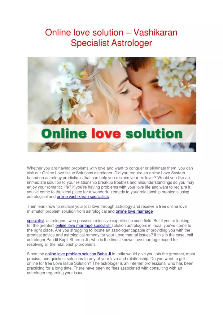 online love solution vashikaran specialist astrologer