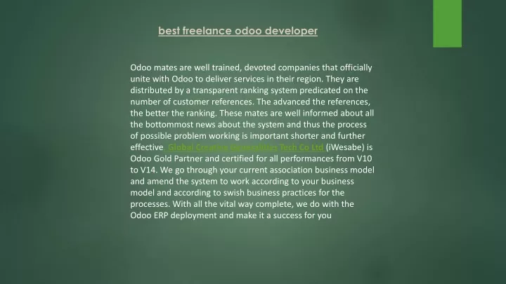 best freelance odoo developer