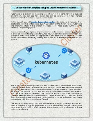 check out the complete setup to create kubernetes