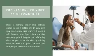 Top Reasons to Visit An Optometrist