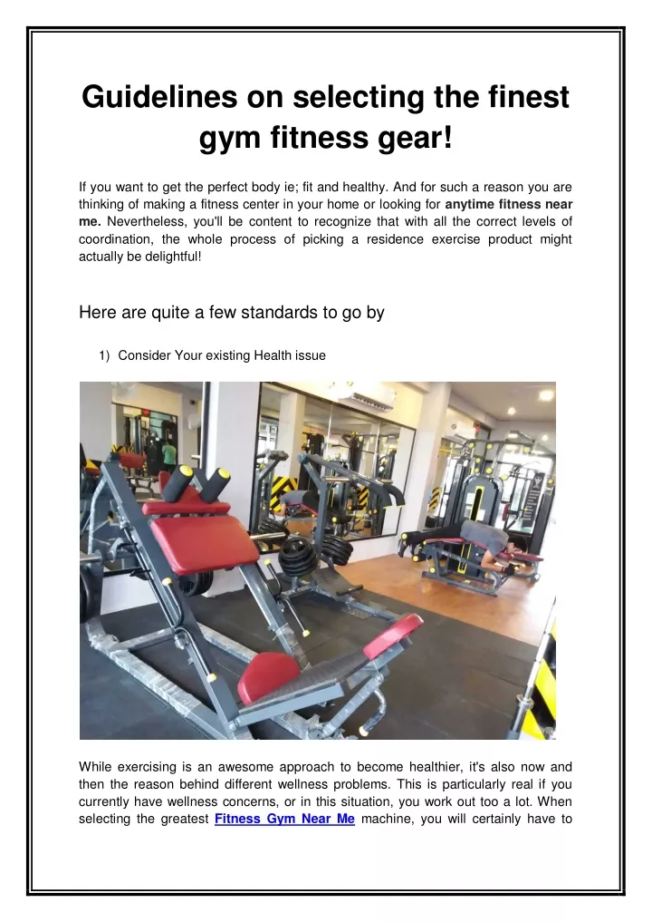 guidelines on selecting the finest gym fitness