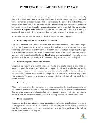 importance of computer maintenance