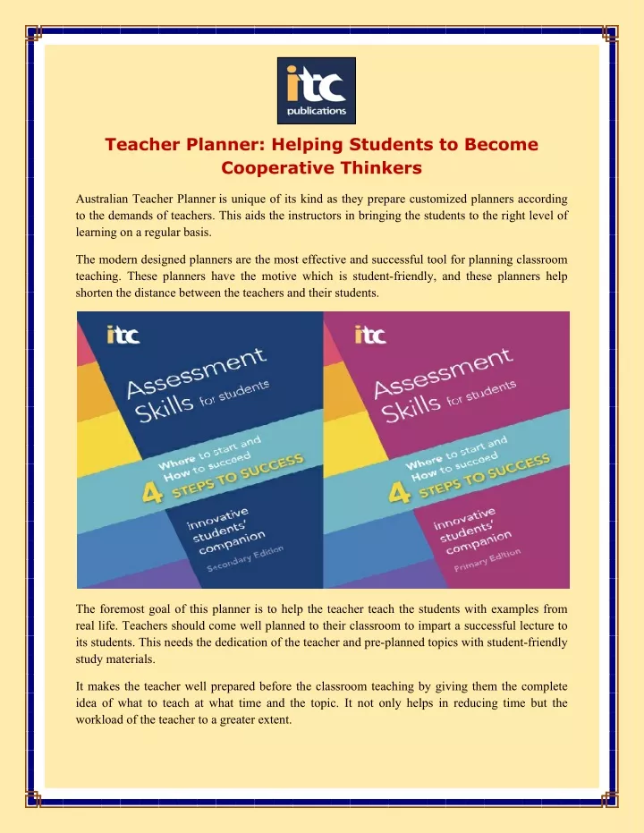 teacher planner helping students to become