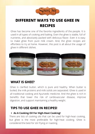 Different Ways to Use Ghee in Recipes