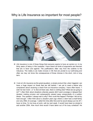Why is Life Insurance so important for most people