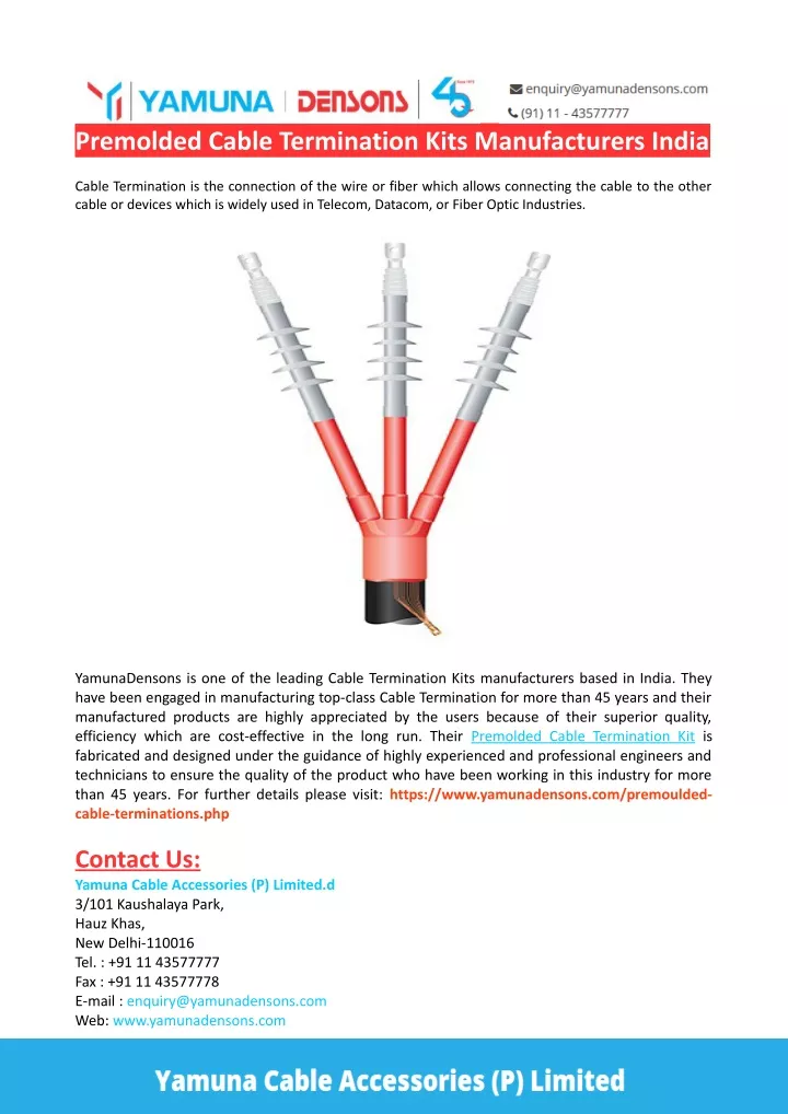 premolded cable termination kits manufacturers