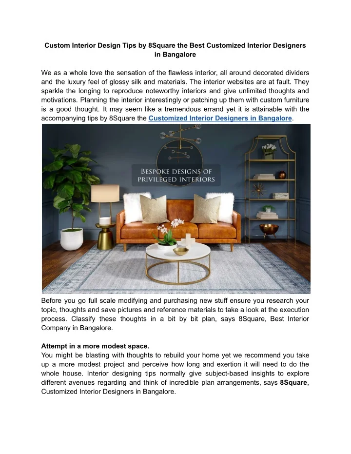PPT - Custom Interior Design Tips by 8Square the Best Customized ...