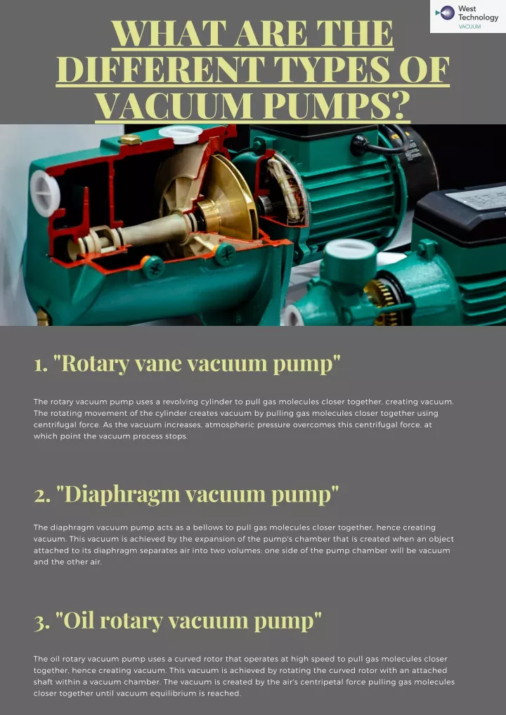 what are the different types of vacuum pumps