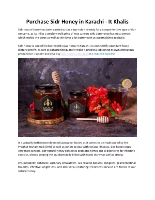 purchase sidr honey in karachi it khalis