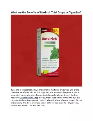 what are the benefits of maxirich tulsi drops