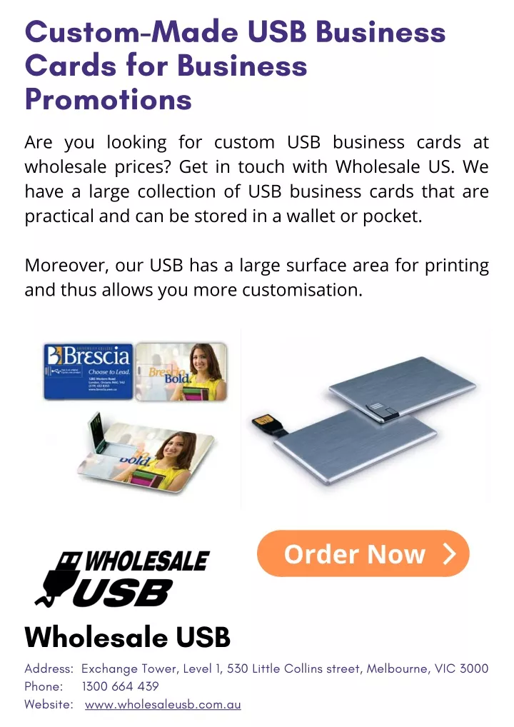 custom made usb business cards for business