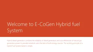 Hybrid Fuel System Genset