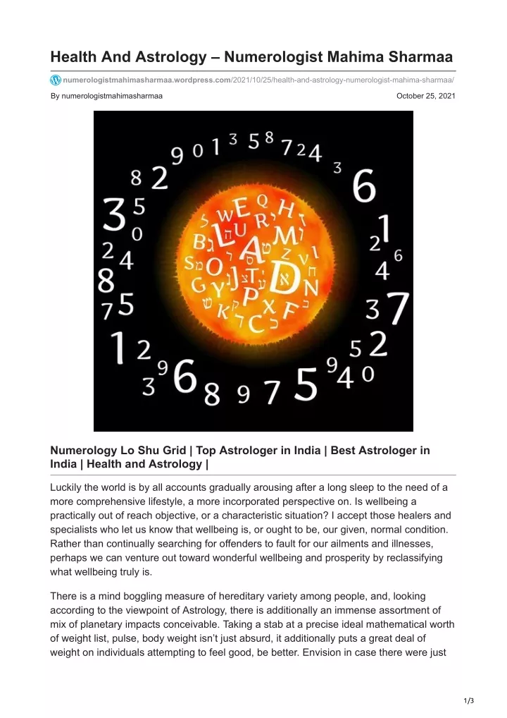 health and astrology numerologist mahima sharmaa