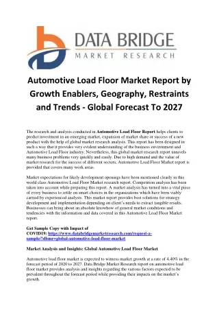 Automotive Load Floor Market Size, Growth, Trends And Forecast Report 2021-2028