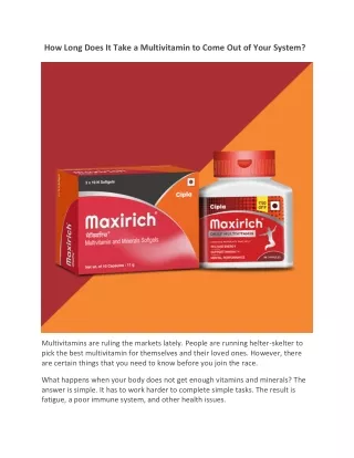 how long does it take a multivitamin to come