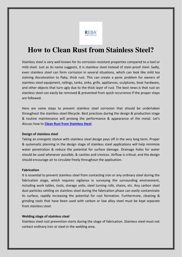 how to clean rust from stainless steel