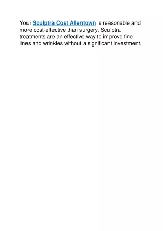 Sculptra Cost Lehigh Valley