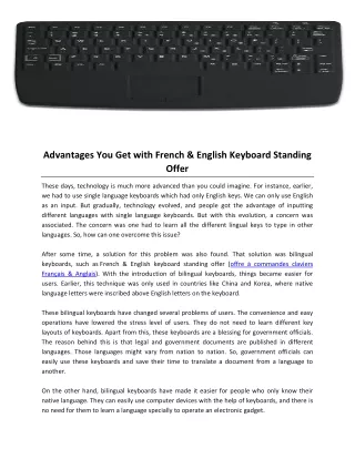 Advantages You Get with French & English Keyboard Standing Offer