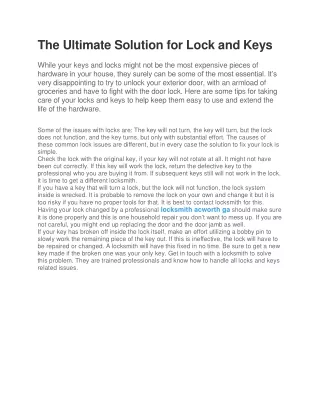 the ultimate solution for lock and keys while